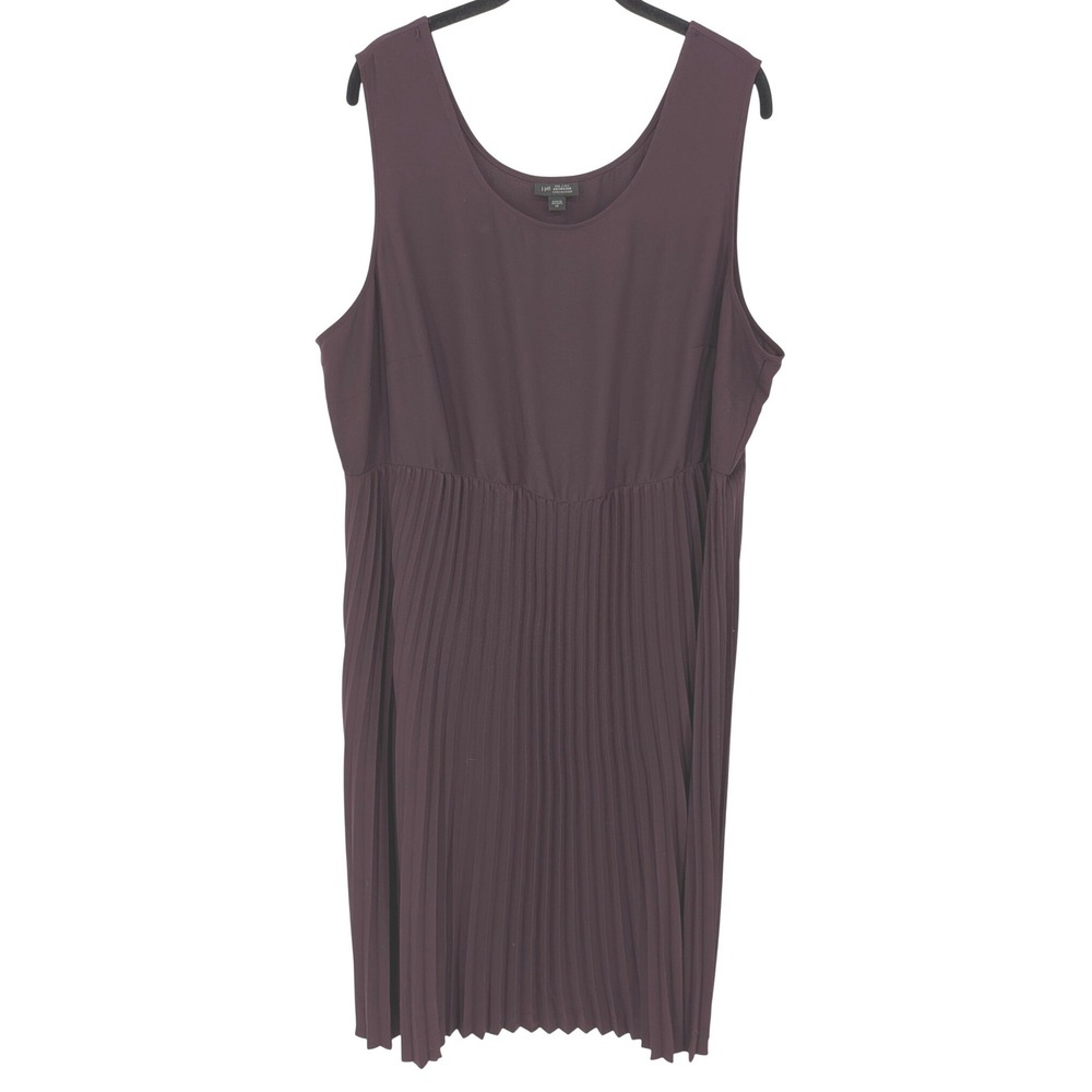 J Jill Pleated Midi‎ Dress Women Plus 2X Purple Sleeveless Wearever Collection